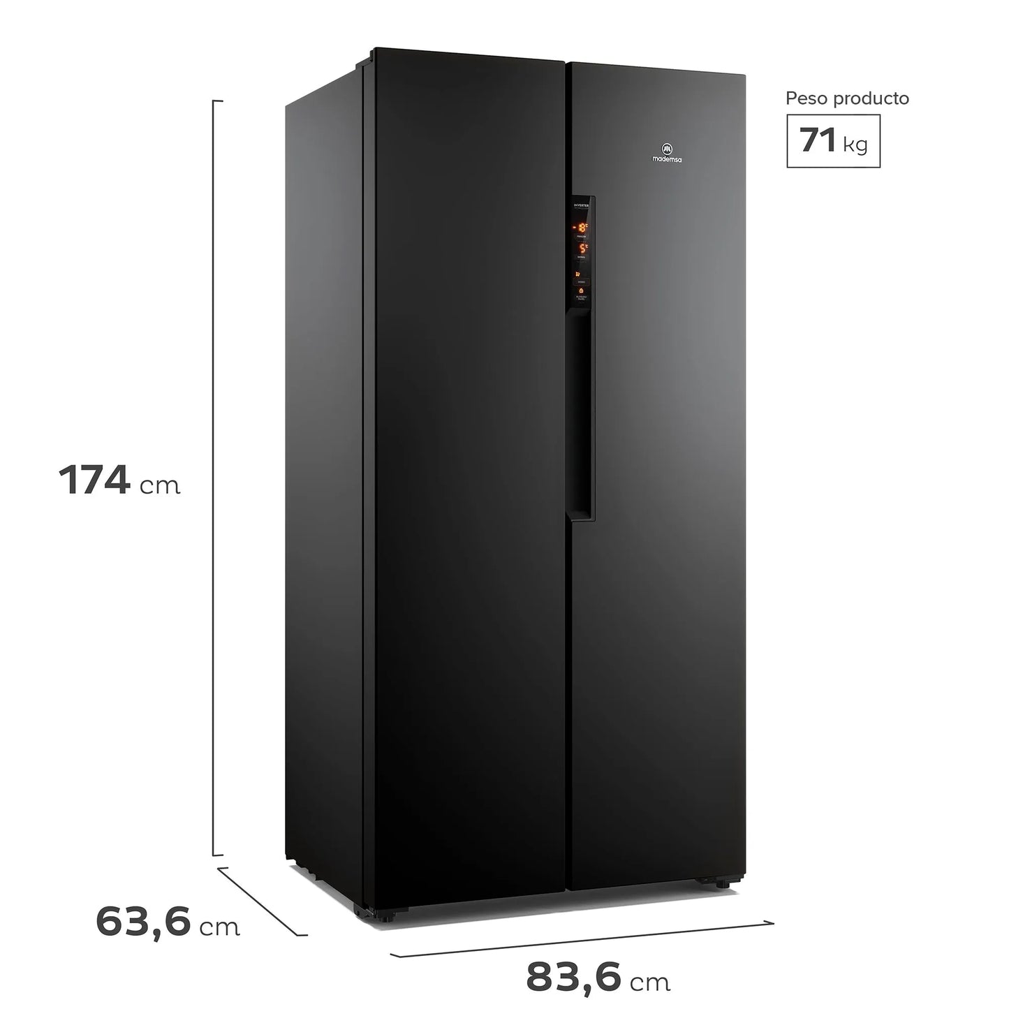 Refrigerador 430L No Frost Side By Side MAS430B Mademsa-Refrigeradores Side by Side