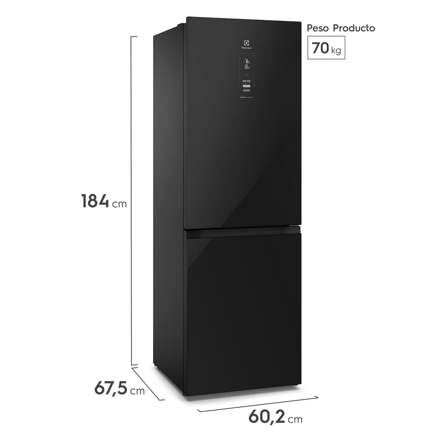Refrigerador 322L No Frost Bottom Freezer DB60GE Electrolux3#Negro