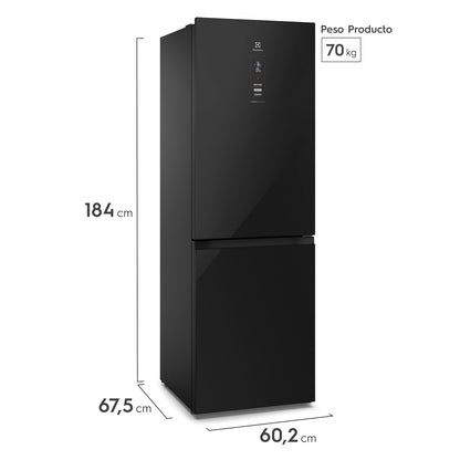Refrigerador 322L No Frost Bottom Freezer DB60GE Electrolux3#Negro