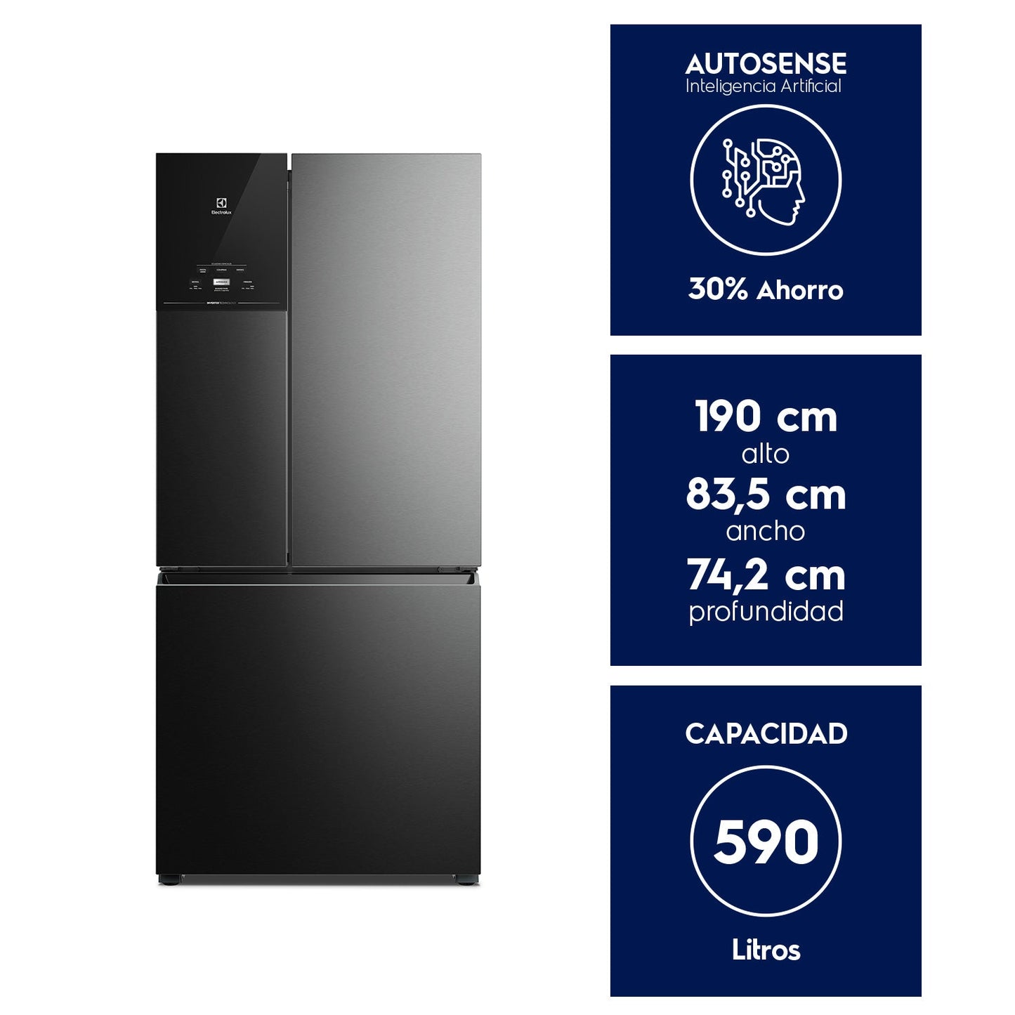 Refrigerador 590 Lts No Frost 3 Puertas Inverter IM8B Electrolux7#Negro