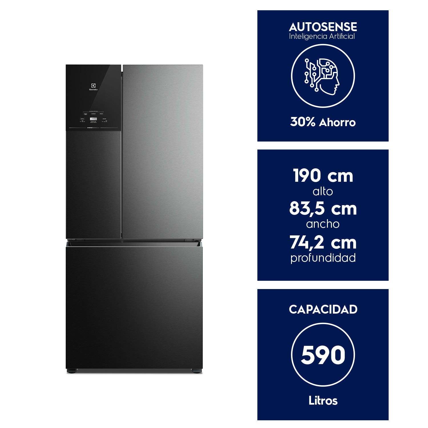 Refrigerador 590 Lts No Frost 3 Puertas Inverter IM8B Electrolux7#Negro