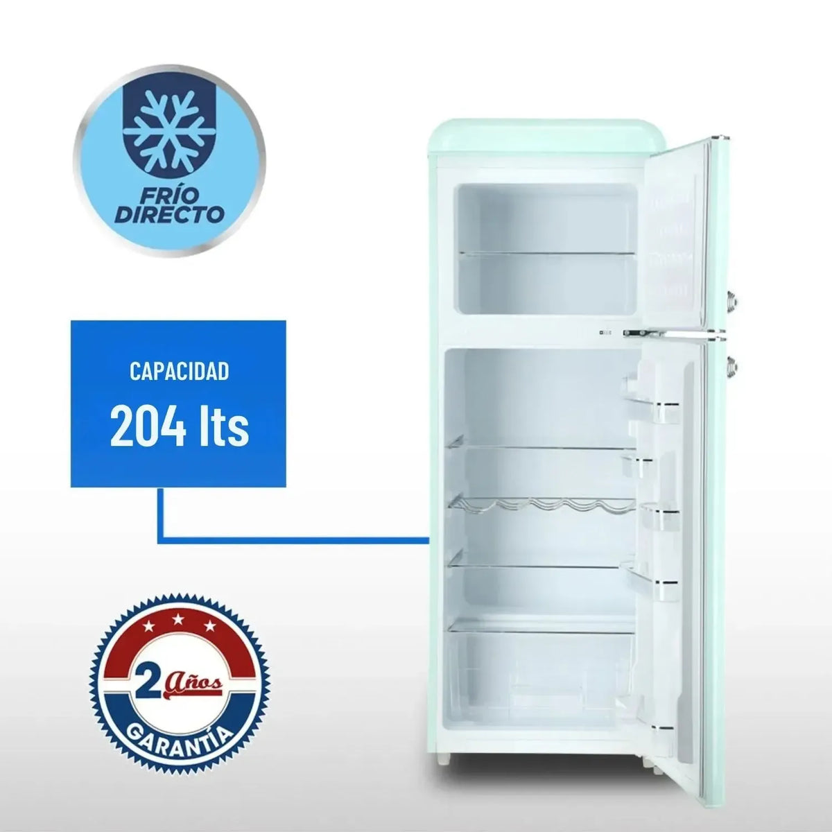 REFRIGERADOR RETRO FRIO DIRECTO 204 LTS LRT-210DFMR MENTA-Refrigeradores