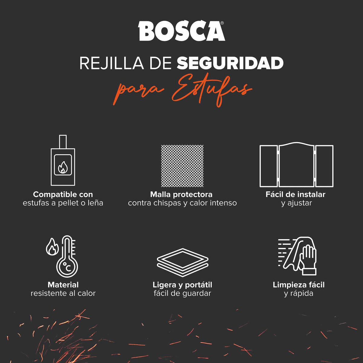 Rejilla de Seguridad para Estufas Bosca4#Negro
