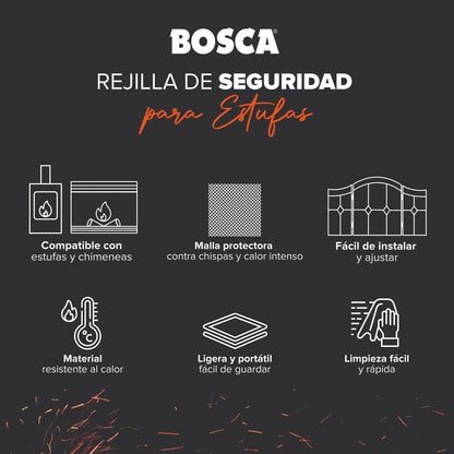 Rejilla de Seguridad para Estufas y Chimeneas Bosca4#Negro