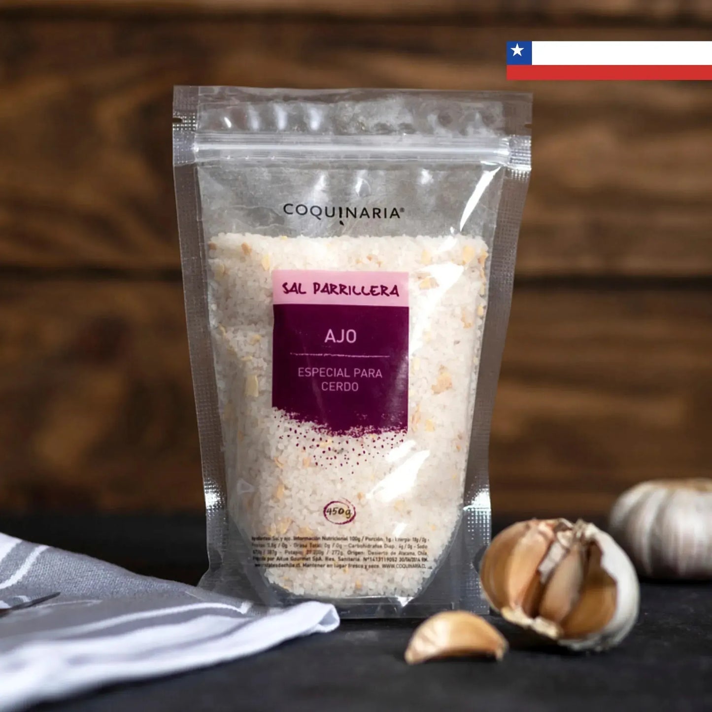 Sal Parrillera Ajo Doypack 450g Coquinaria