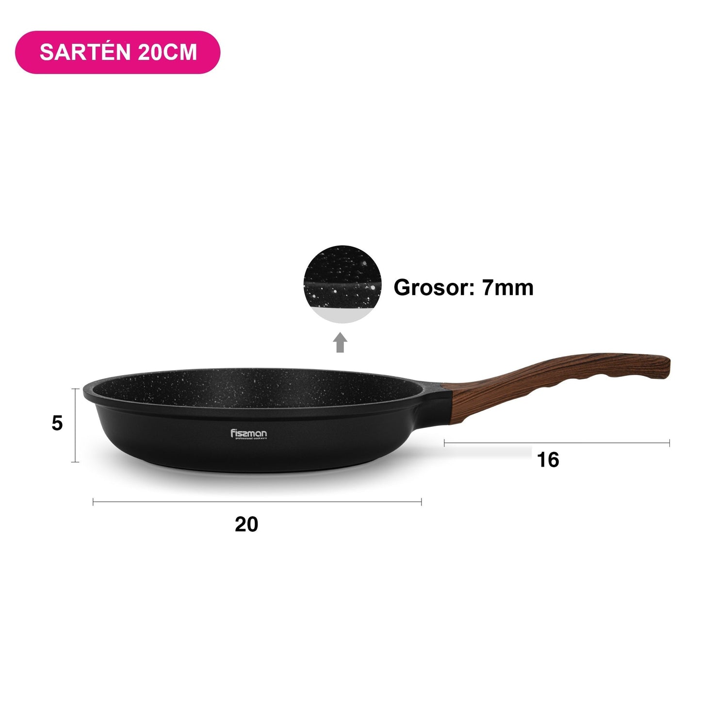 Sartén Antiadherente Filomena Con Fondo De Inducción 20cm Fissman3#Negro