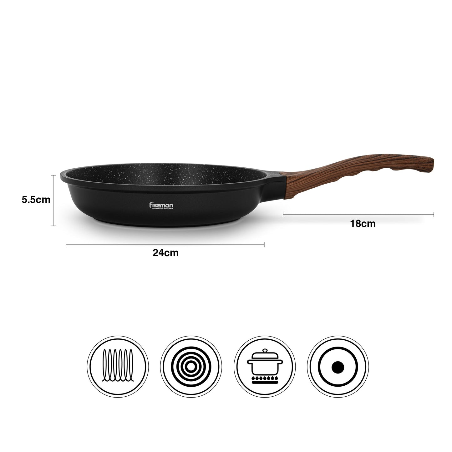 Sartén Antiadherente Filomena Con Fondo De Inducción 24cm Fissman7#Negro
