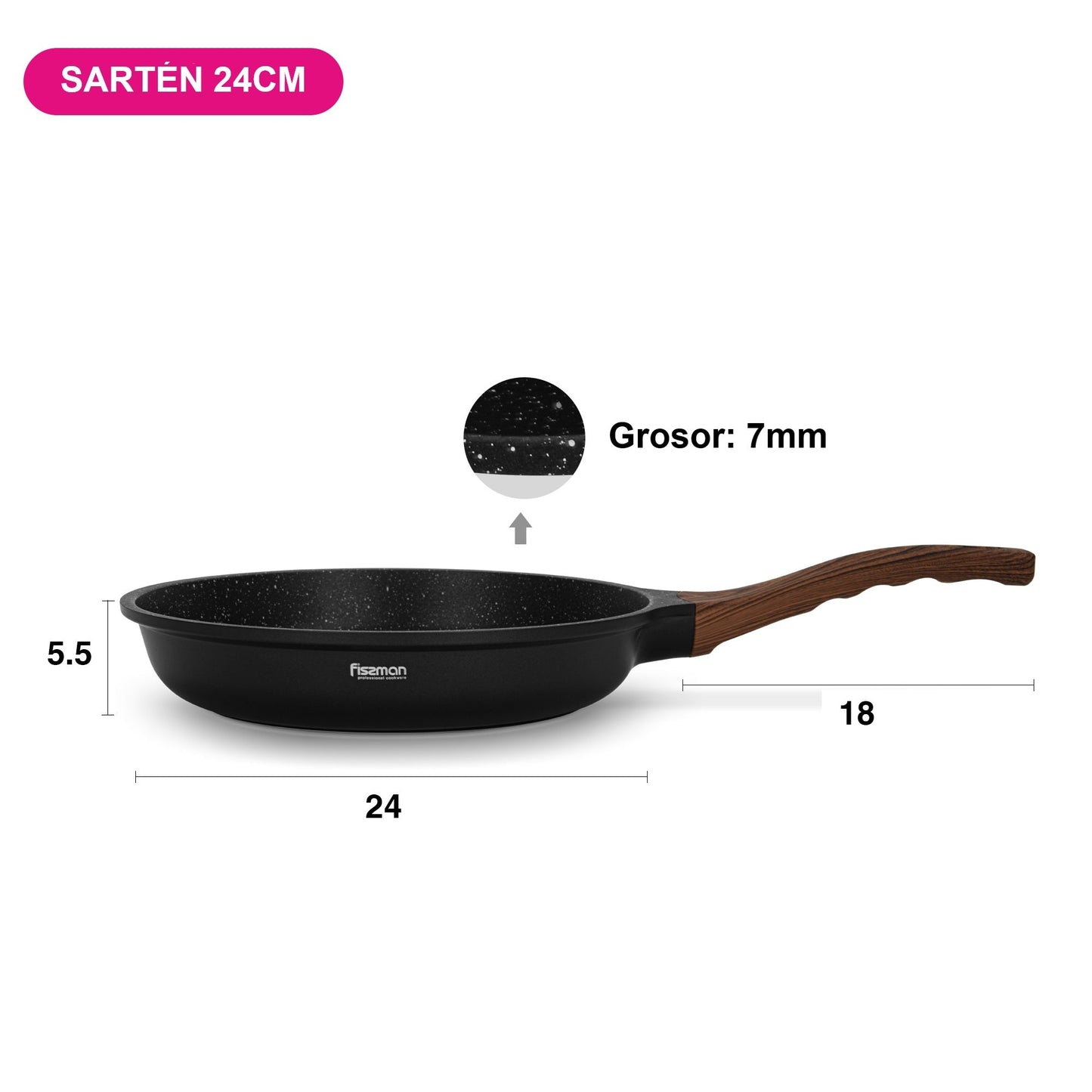 Sartén Antiadherente Filomena Con Fondo De Inducción 24cm Fissman8#Negro