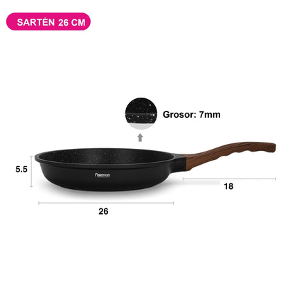 Sartén Antiadherente Filomena Con Fondo De Inducción 26cm Fissman3#Negro