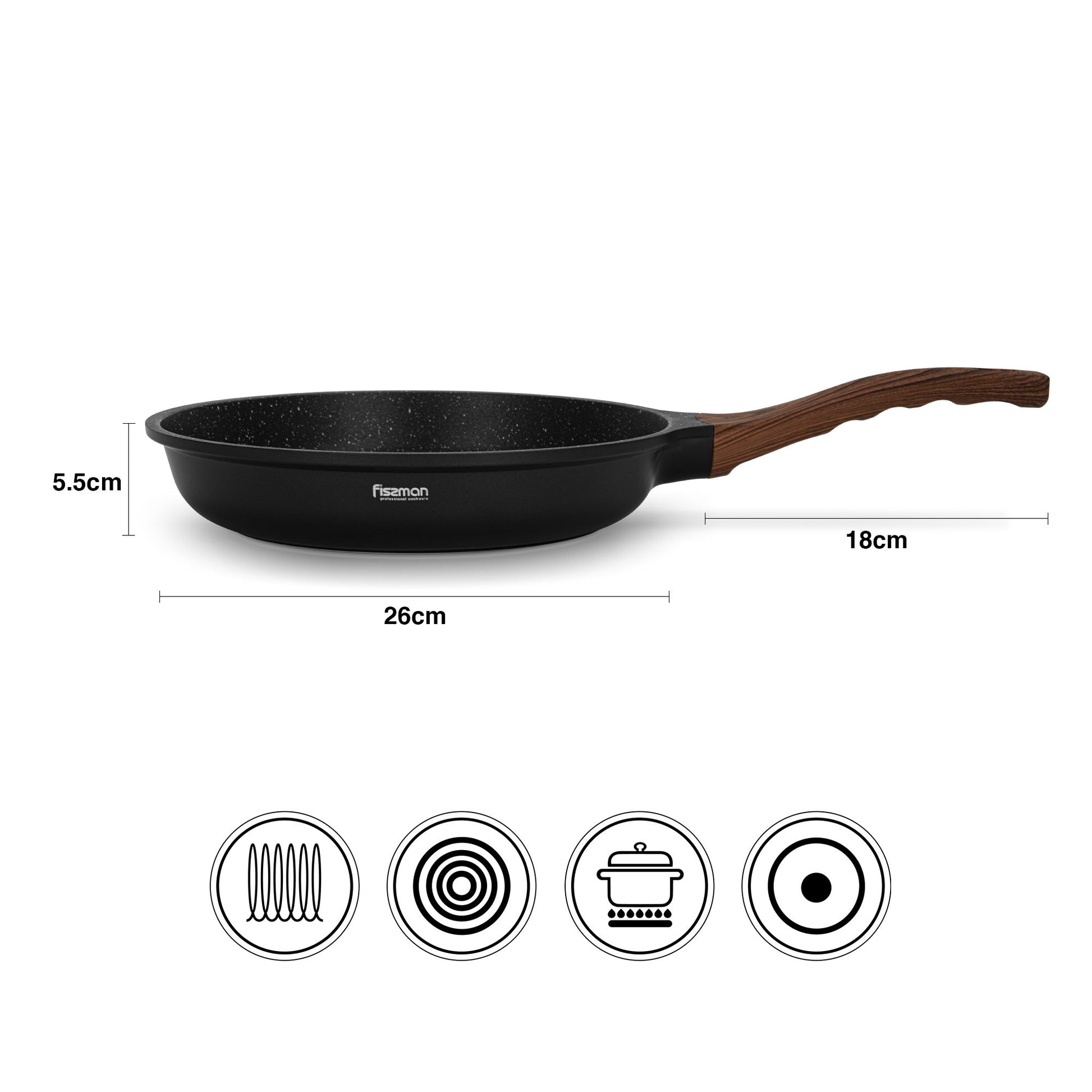 Sartén Antiadherente Filomena Con Fondo De Inducción 26cm Fissman7#Negro