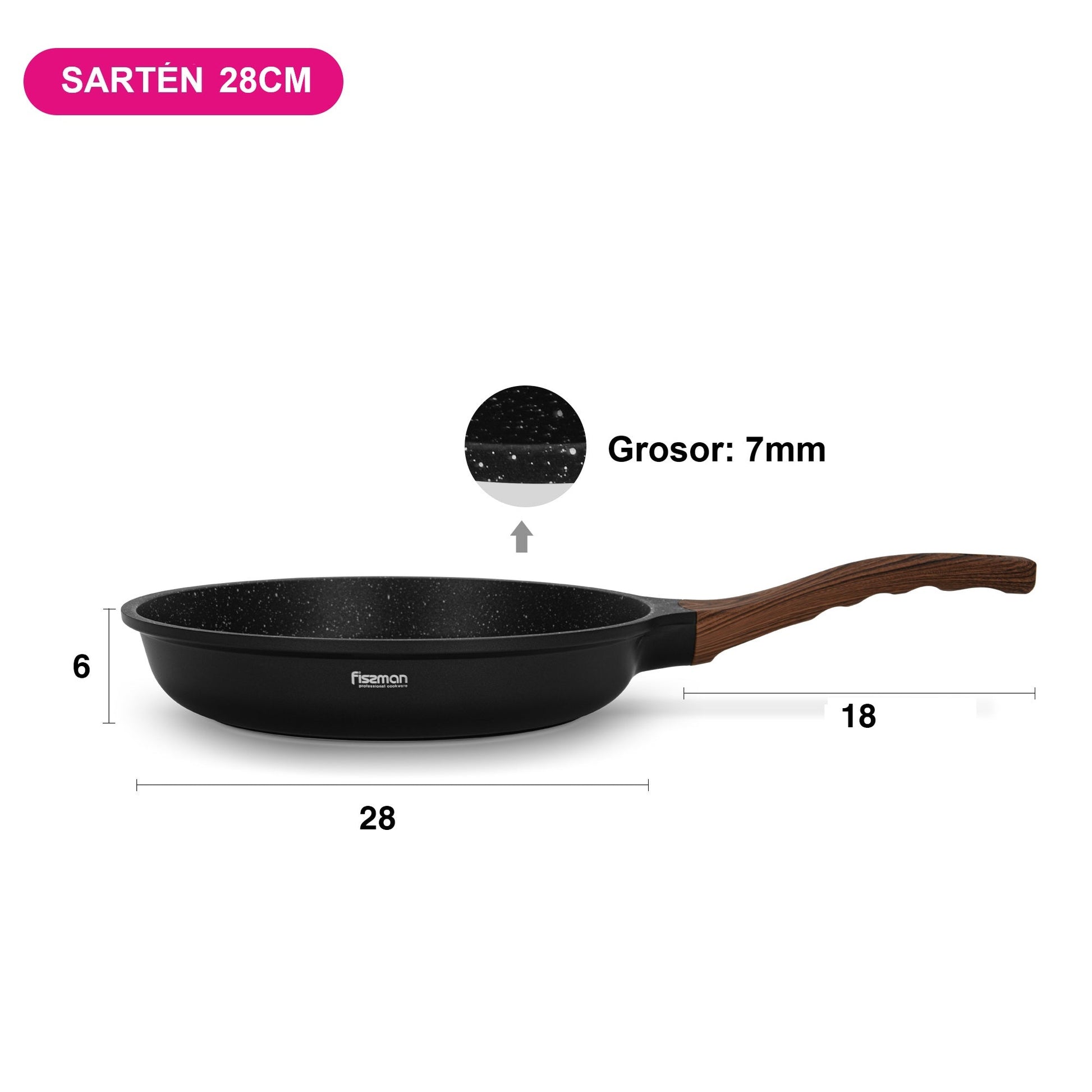 Sartén Antiadherente Filomena Con Fondo De Inducción 28cm Fissman2#Negro