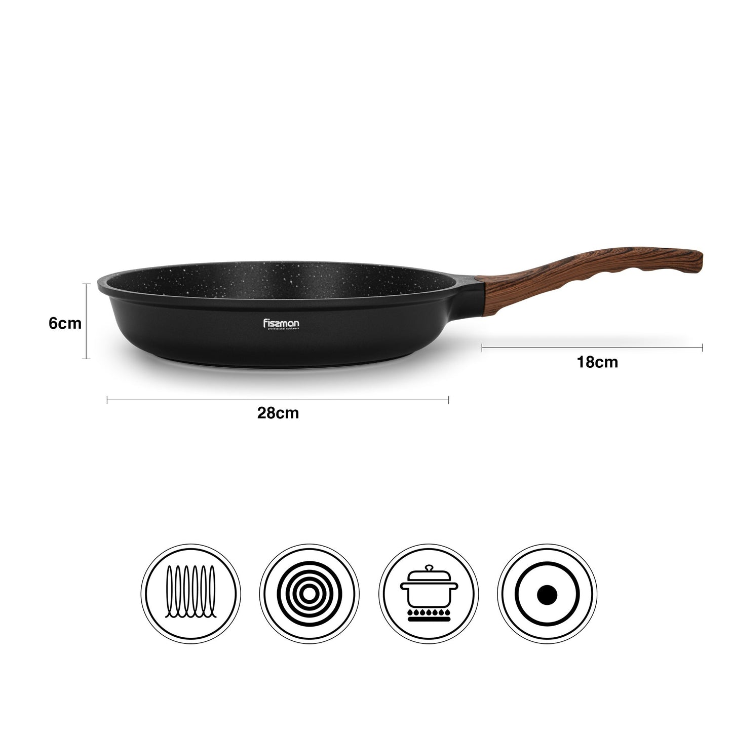 Sartén Antiadherente Filomena Con Fondo De Inducción 28cm Fissman9#Negro