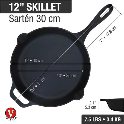 Sartén de Hierro 30 cm Esmaltado Victoria-Sartenes