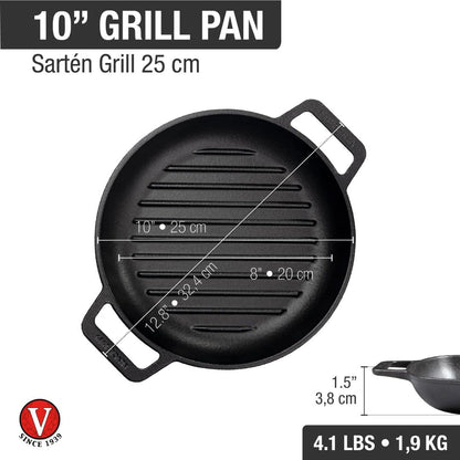 Sartén Doble Asa 25 cm Curado Victoria5#Negro