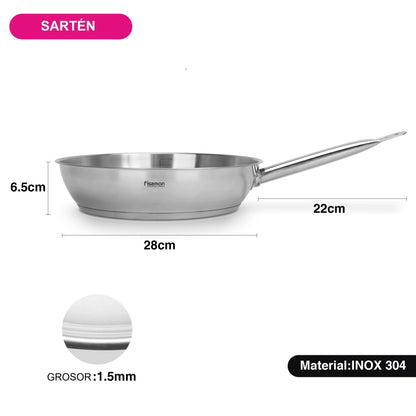 Sartén Professional Acero Inoxidable 28x6,5 cm Fissman-Sartenes