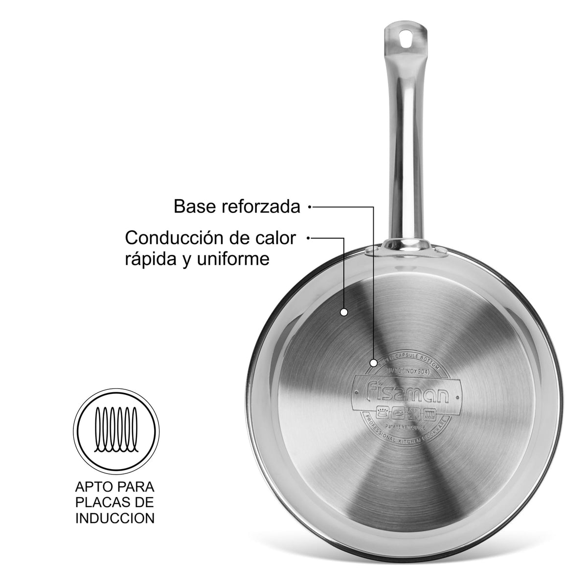 Sartén Professional Acero Inoxidable 28x6,5 cm Fissman-Sartenes