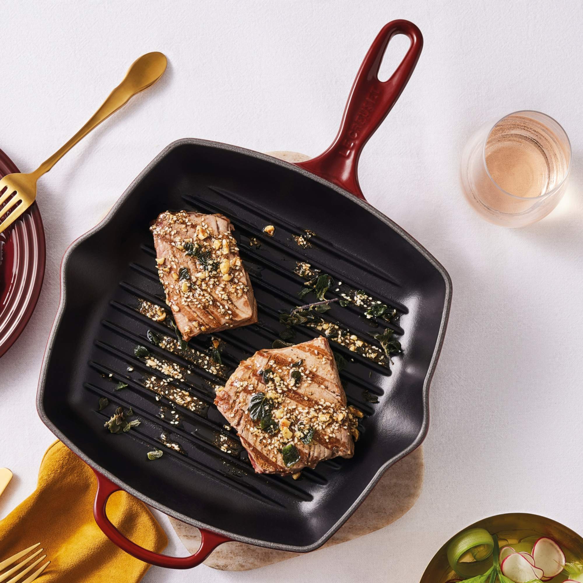 Plancha Sartén Grill Cuadrada Churrasquera Antiadherente24cm | Cuotas sin interés