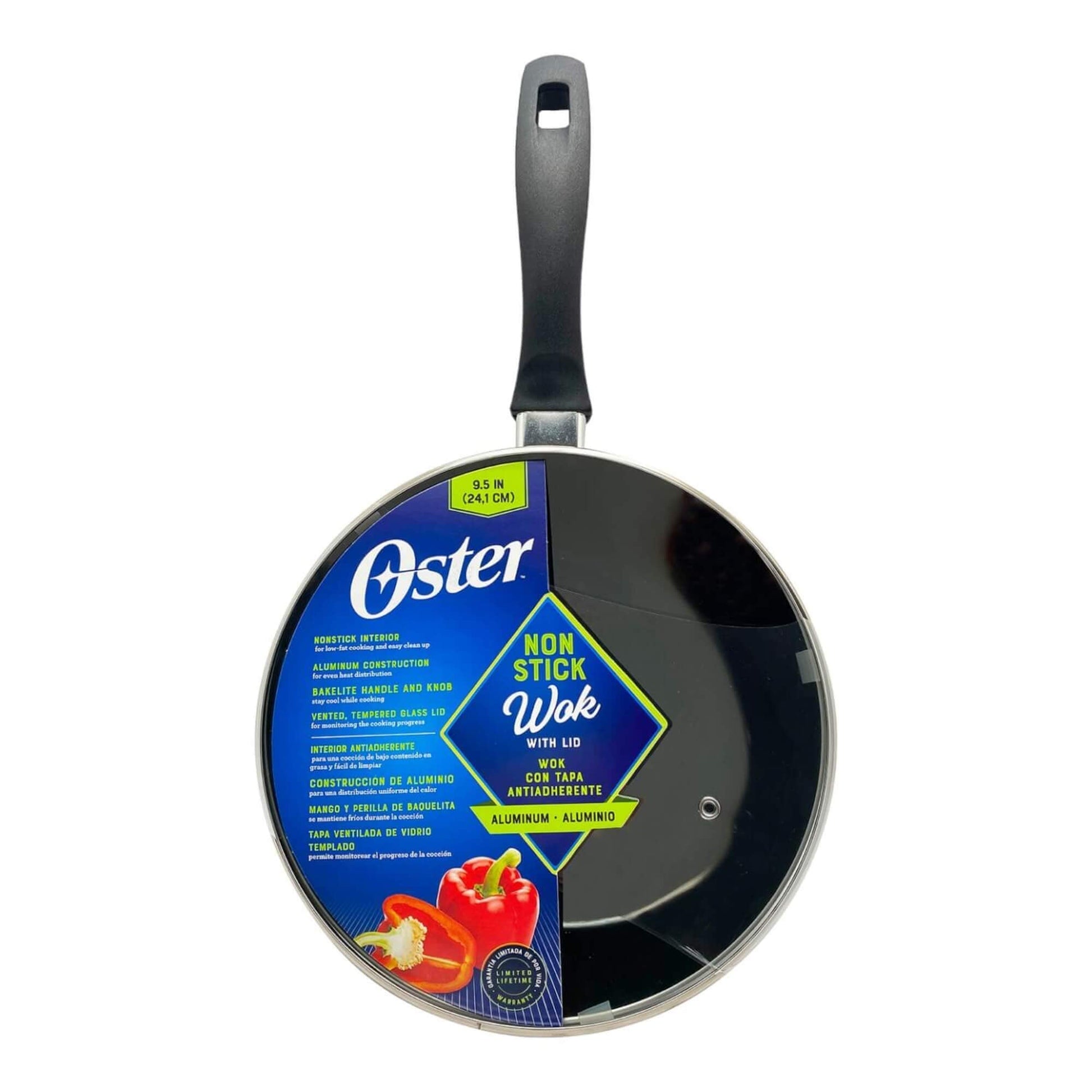 Sartén Wok Aluminio c/Tapa Clairborne 24 cm Oster2#Gris