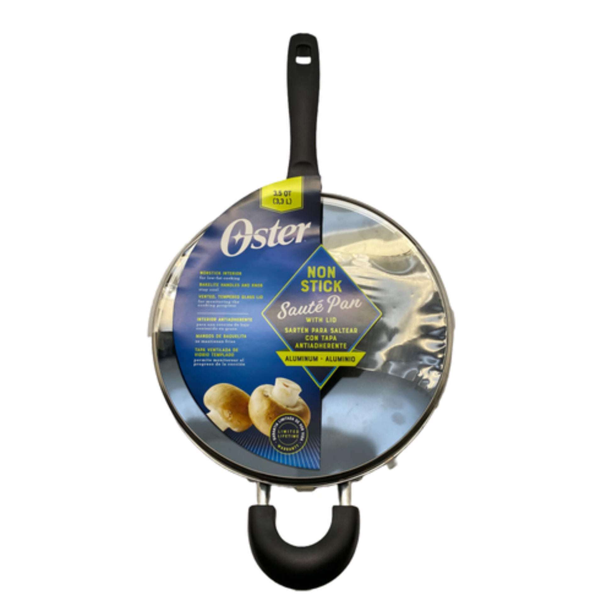 Sartén Wok Aluminio Tapa y Manilla Clairborne 26 cm Oster3#Gris