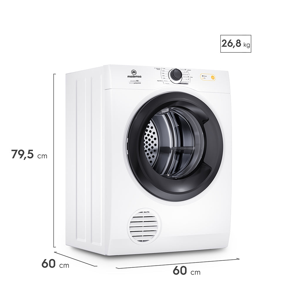 Secadora de Ropa 9 Kg Carga Frontal con Secado Automático 9D BZG Mademsa3#Blanco