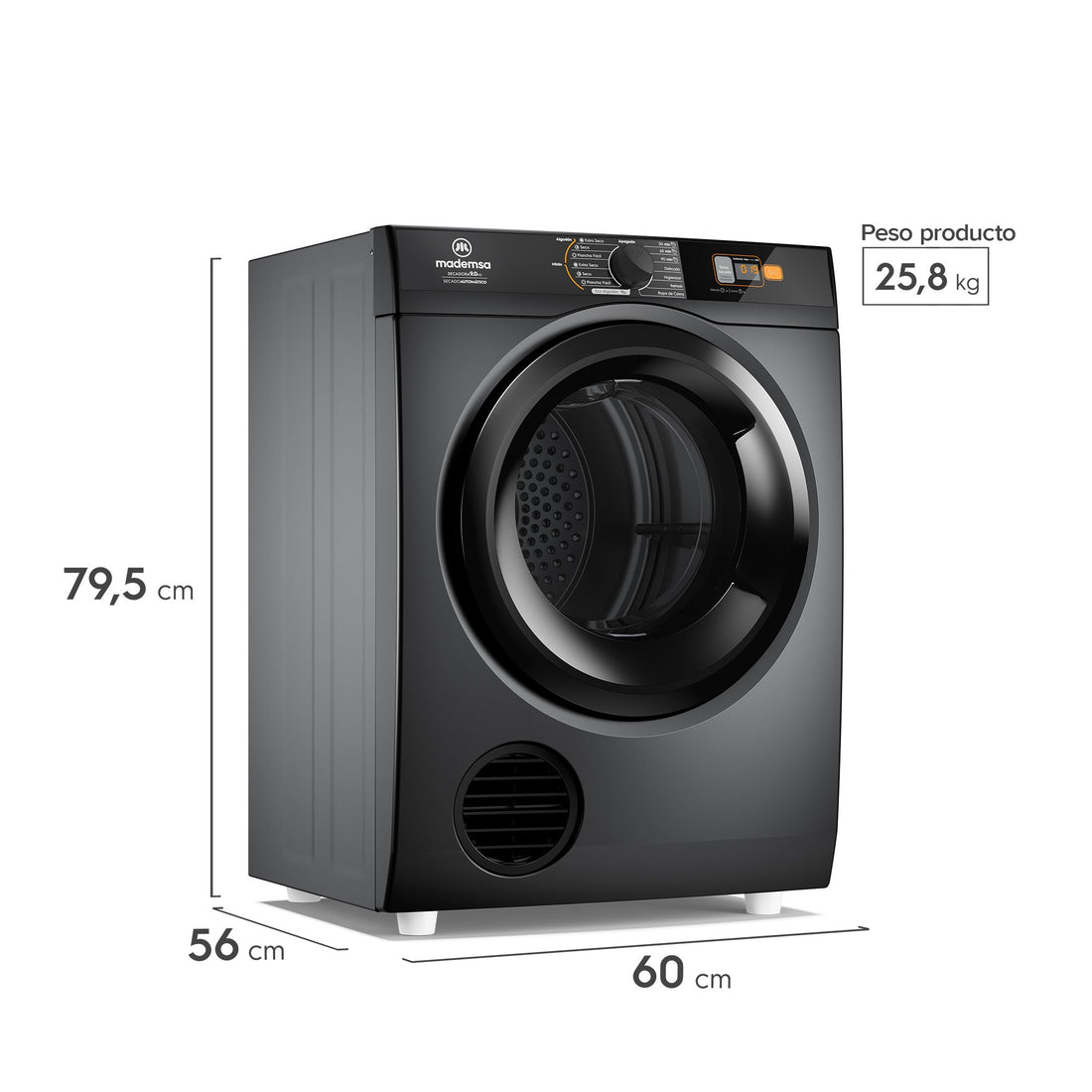 Secadora de Ropa 9kg Carga Frontal Secado Automático y Panel Digital 9 ...