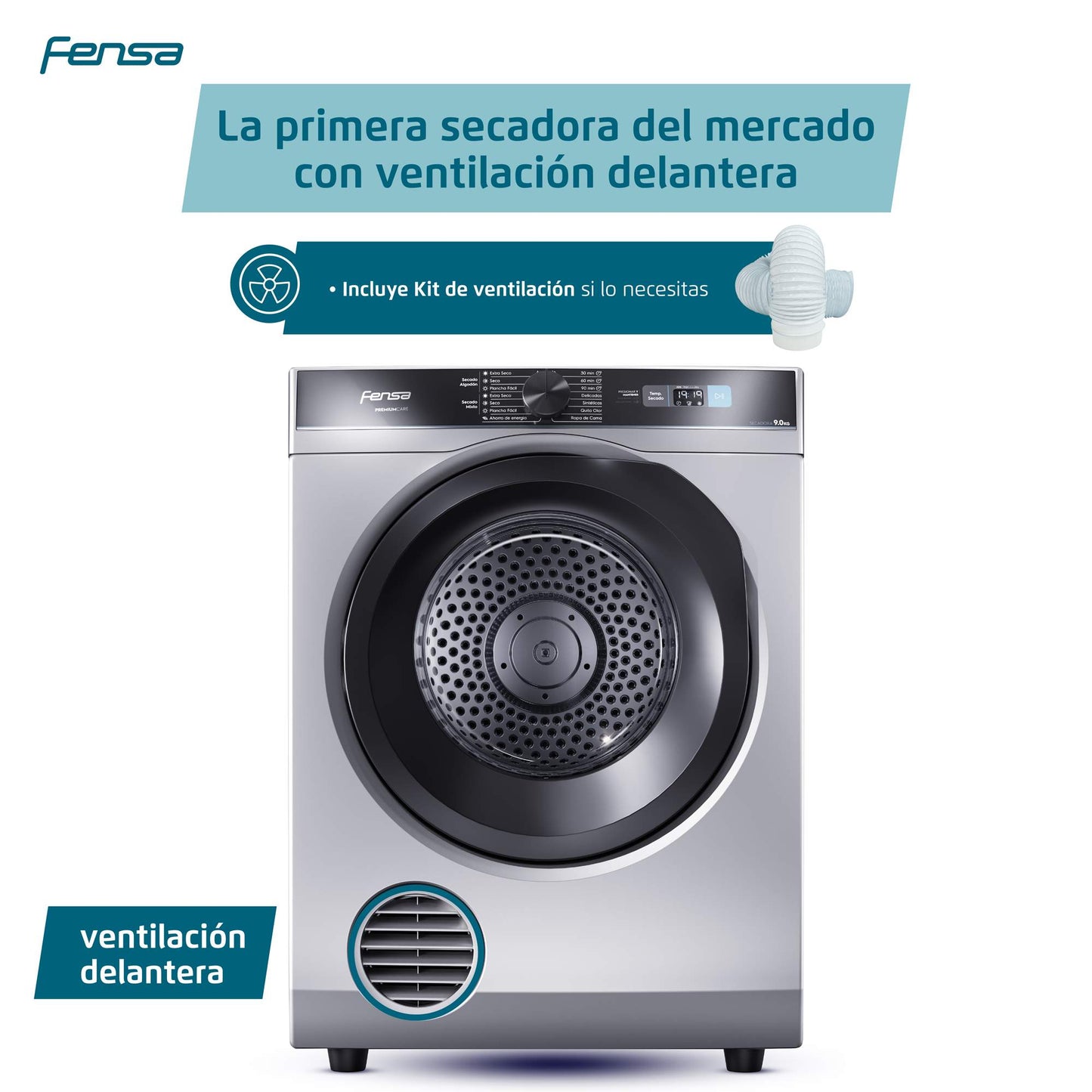 Secadora de Ropa 9Kg Carga Frontal Superior Premium Care Pro 9D Fensa5#Gris