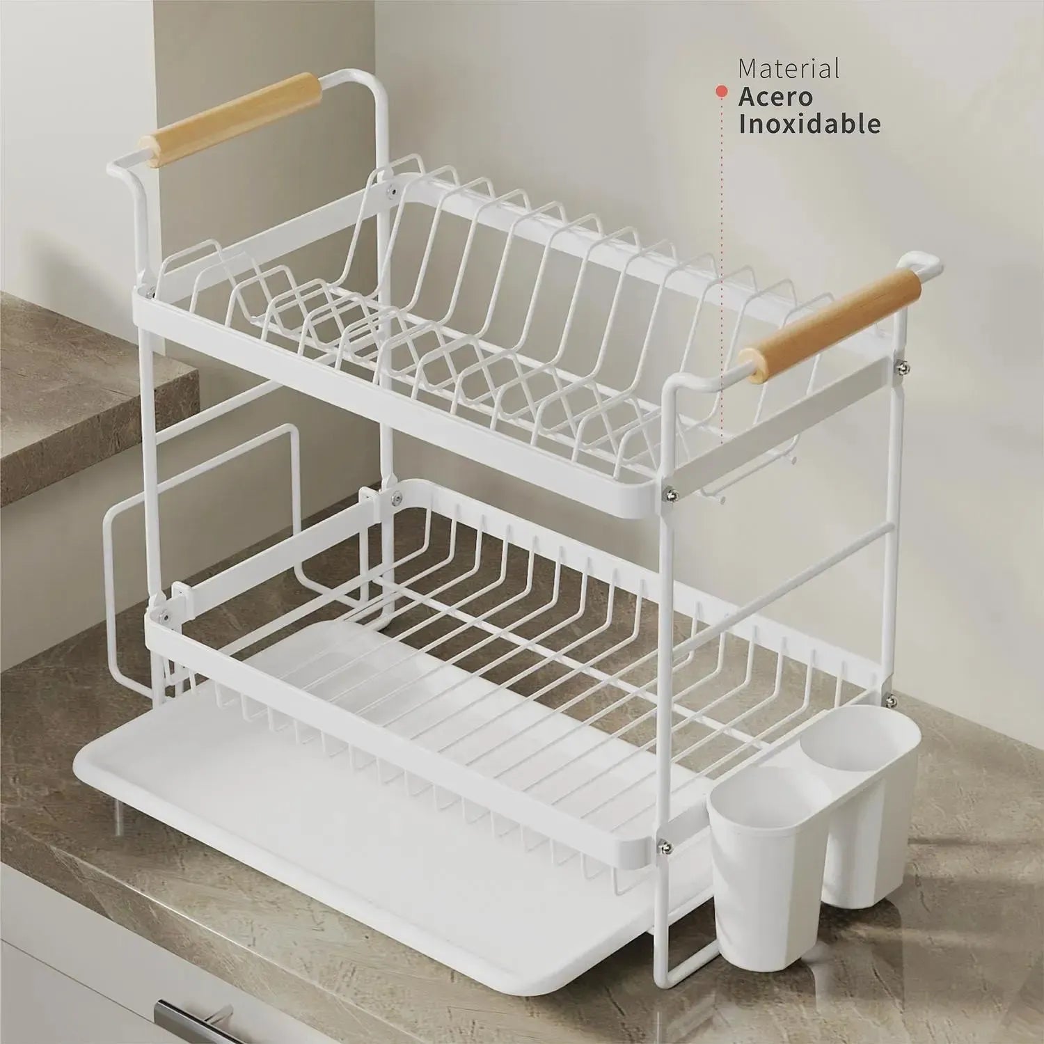 Secaplatos Escurridor Acero Inox Bilbao 2 Niveles Simplit2#Blanco
