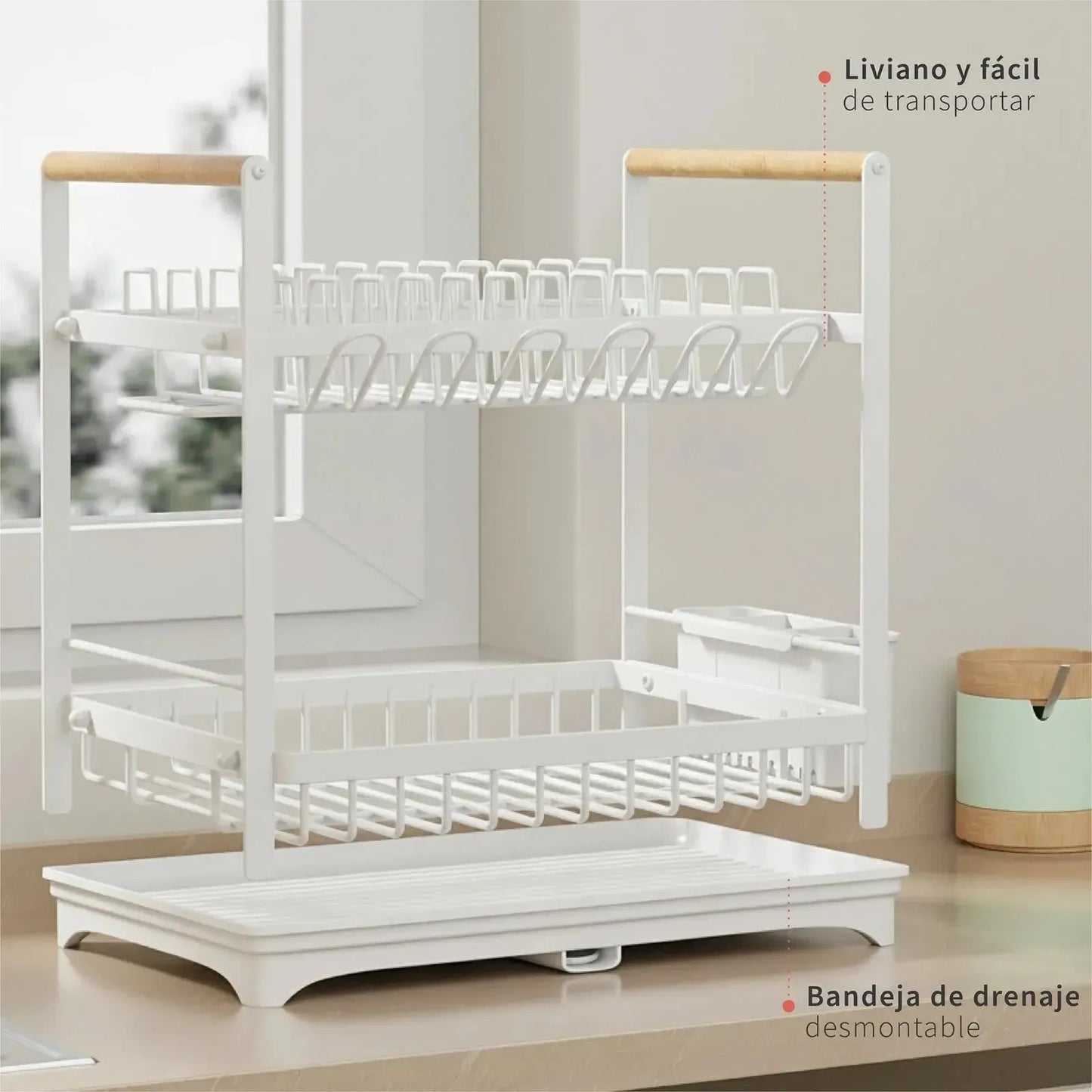 Secaplatos Escurridor Acero Inox Valencia 2 Niveles Simplit3#Blanco