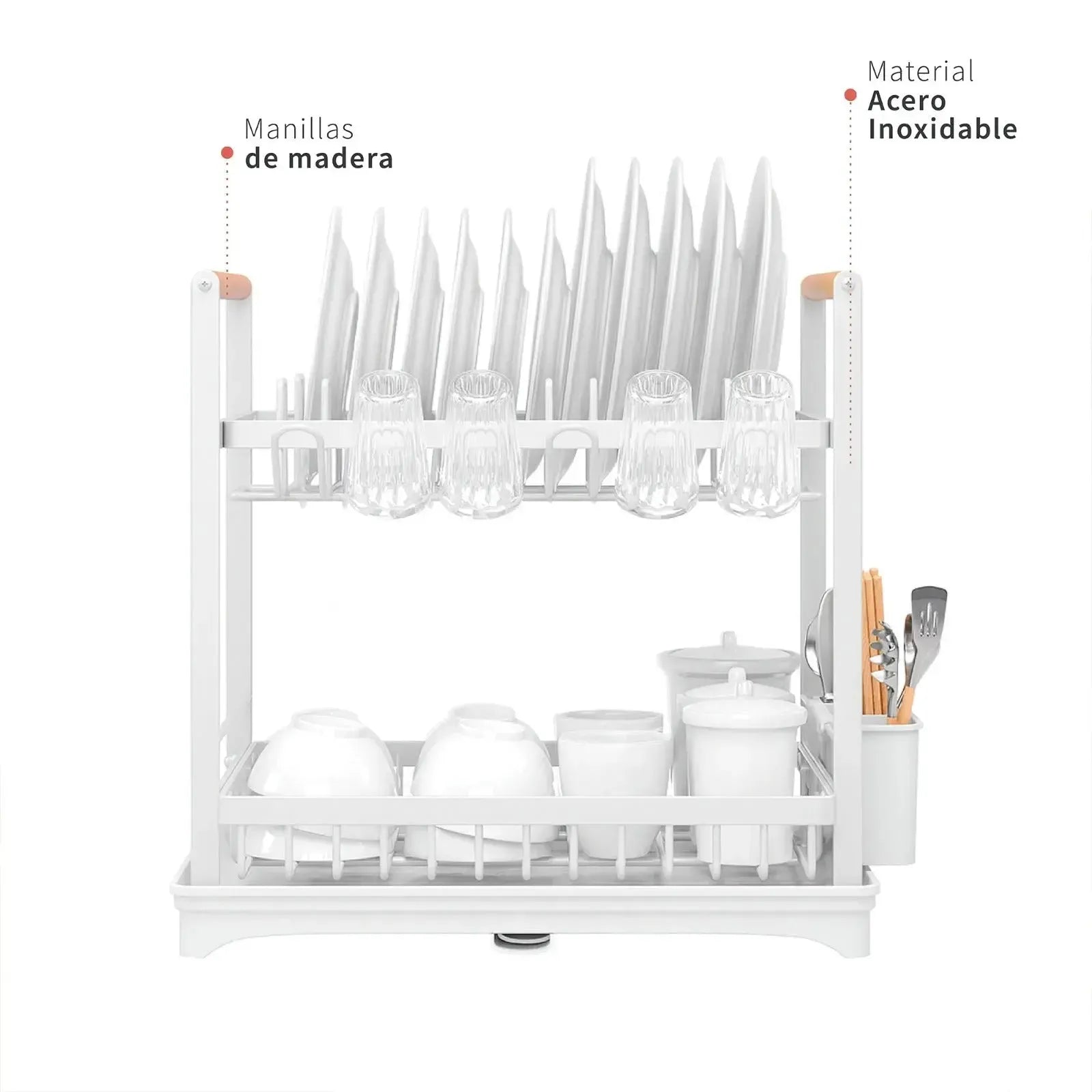 Secaplatos Escurridor Acero Inox Valencia 2 Niveles Simplit4#Blanco