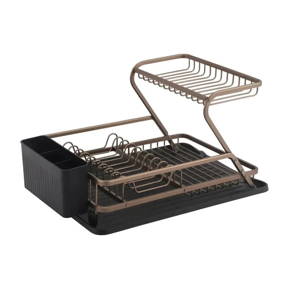 Secaplatos Pure Dry Simple Cook en acabado bronze, vista en perspectiva