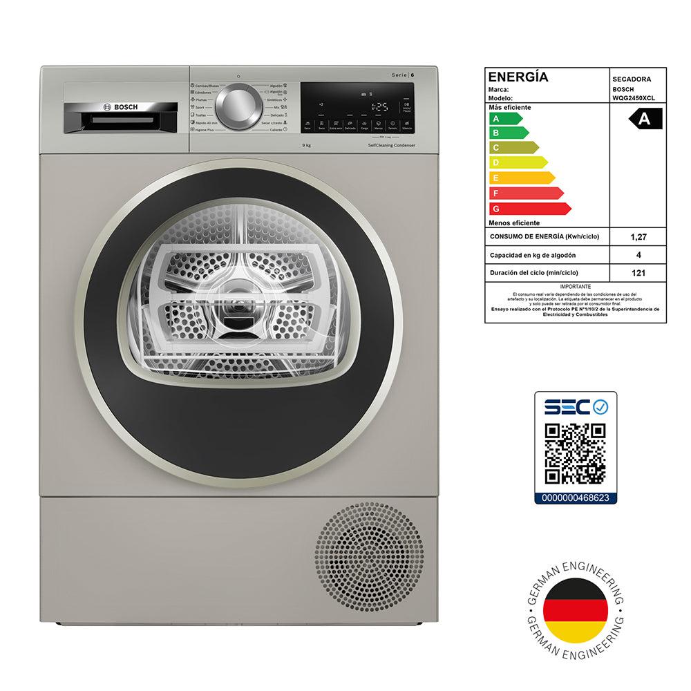 Secadora con Bomba de Calor 9 kg Serie 6 WQG2450XCL Bosch2#Inox