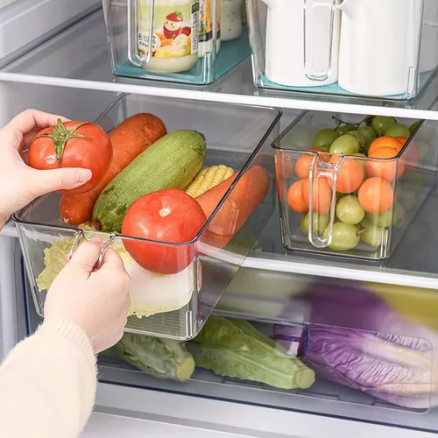Set 2 Contenedores Para Refrigerador Tapa y Asa Santú Home & Deco2#Sin color