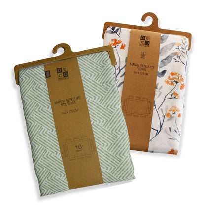 Set 2 Manteles Antimanchas Tide Verde y Floral 180x280 cm Decoexpress1#undefined