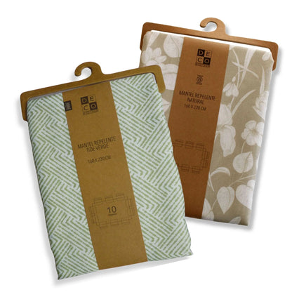 Set 2 Manteles Antimanchas Tide Verde y Natural 160x220 cm Decoexpress1#Sin color