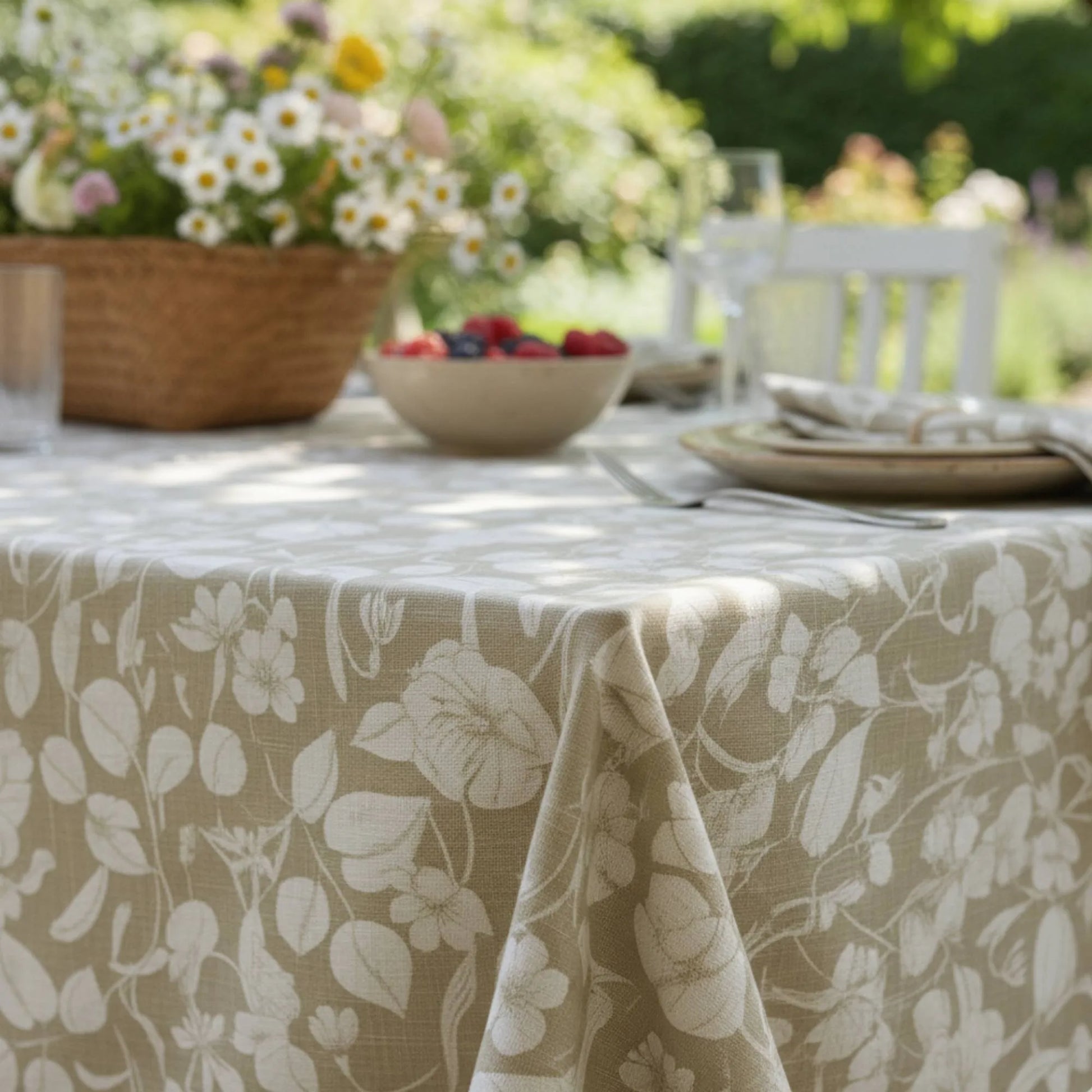 Set 2 Manteles Antimanchas Tide Verde y Natural 180x280 cm Decoexpress4#undefined