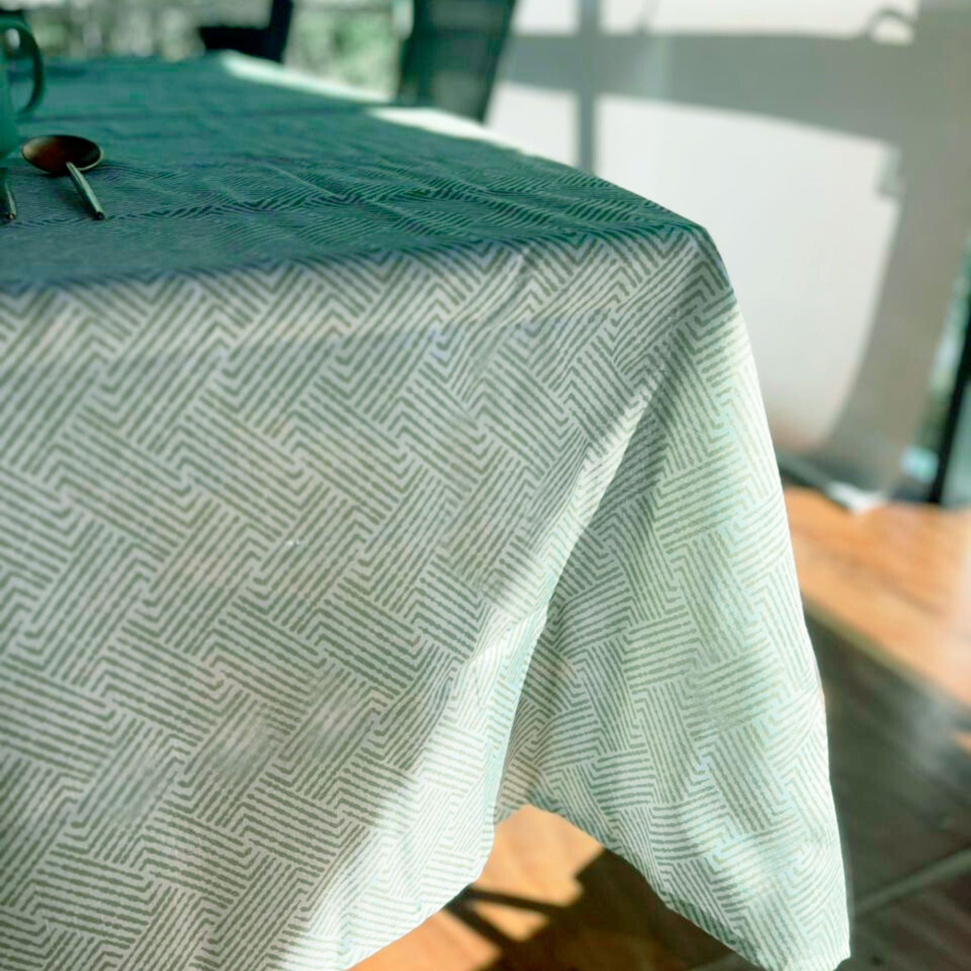 Set 2 Manteles Antimanchas Tide Verde y Natural 180x280 cm Decoexpress8#undefined