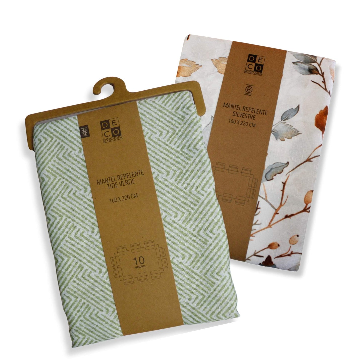 Set 2 Manteles Antimanchas Tide Verde y Silvestre 160x220 cm Decoexpress1#undefined