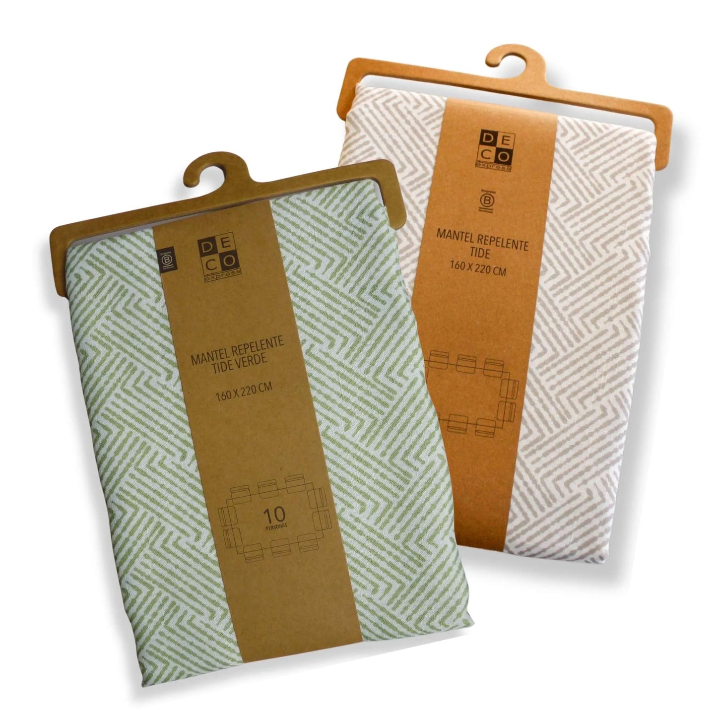 Set 2 Manteles Antimanchas Tide Verde y Tide 160x220 cm Decoexpress1#undefined