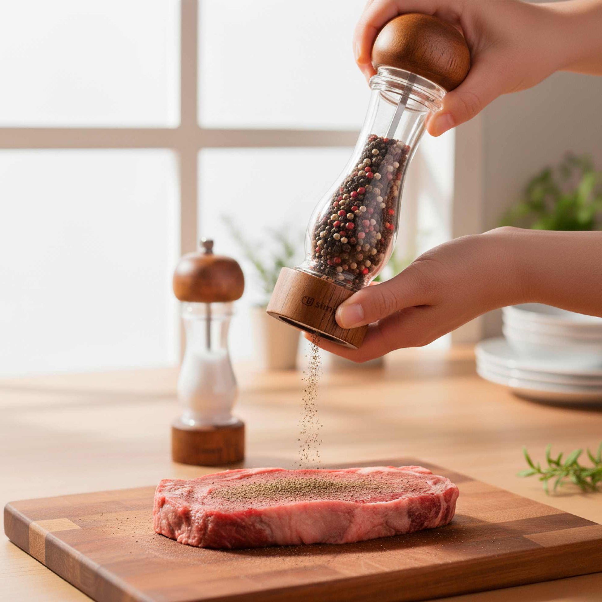 Set 2 Molinillos Sal Pimienta Madera Verona Simplit6#Marrón