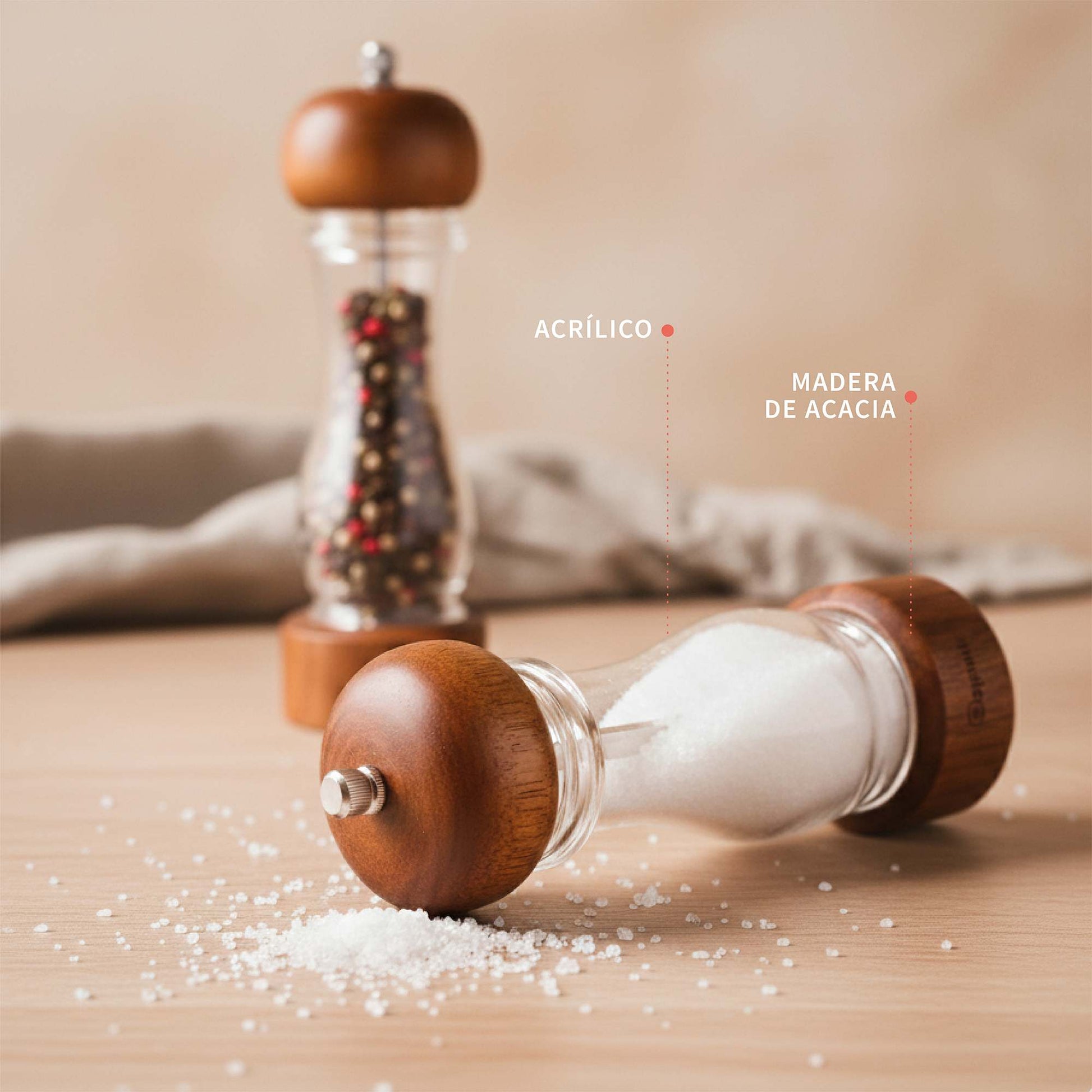 Set 2 Molinillos Sal Pimienta Madera Verona Simplit4#Marrón