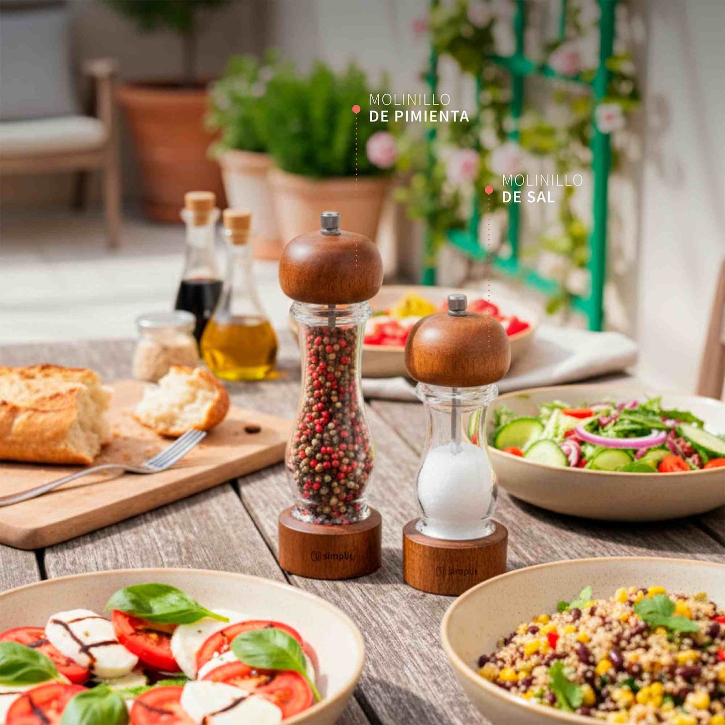 Set 2 Molinillos Sal Pimienta Madera Verona Simplit8#Marrón