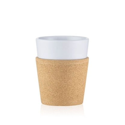 Set 2 Vasos de Porcelana con Banda de Corcho 170 ml Bodum3#Blanco|Corcho