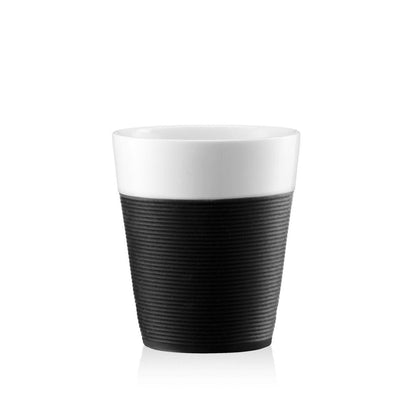 Set 2 Vasos de Porcelana con Banda de Silicona 300 ml Bodum3#Blanco|Negro