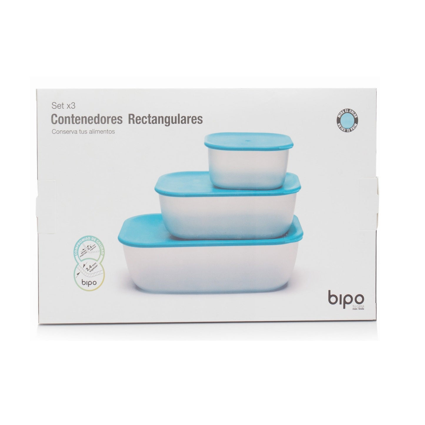 Set 3 Contenedor Rectangular Bipo7#Rosa