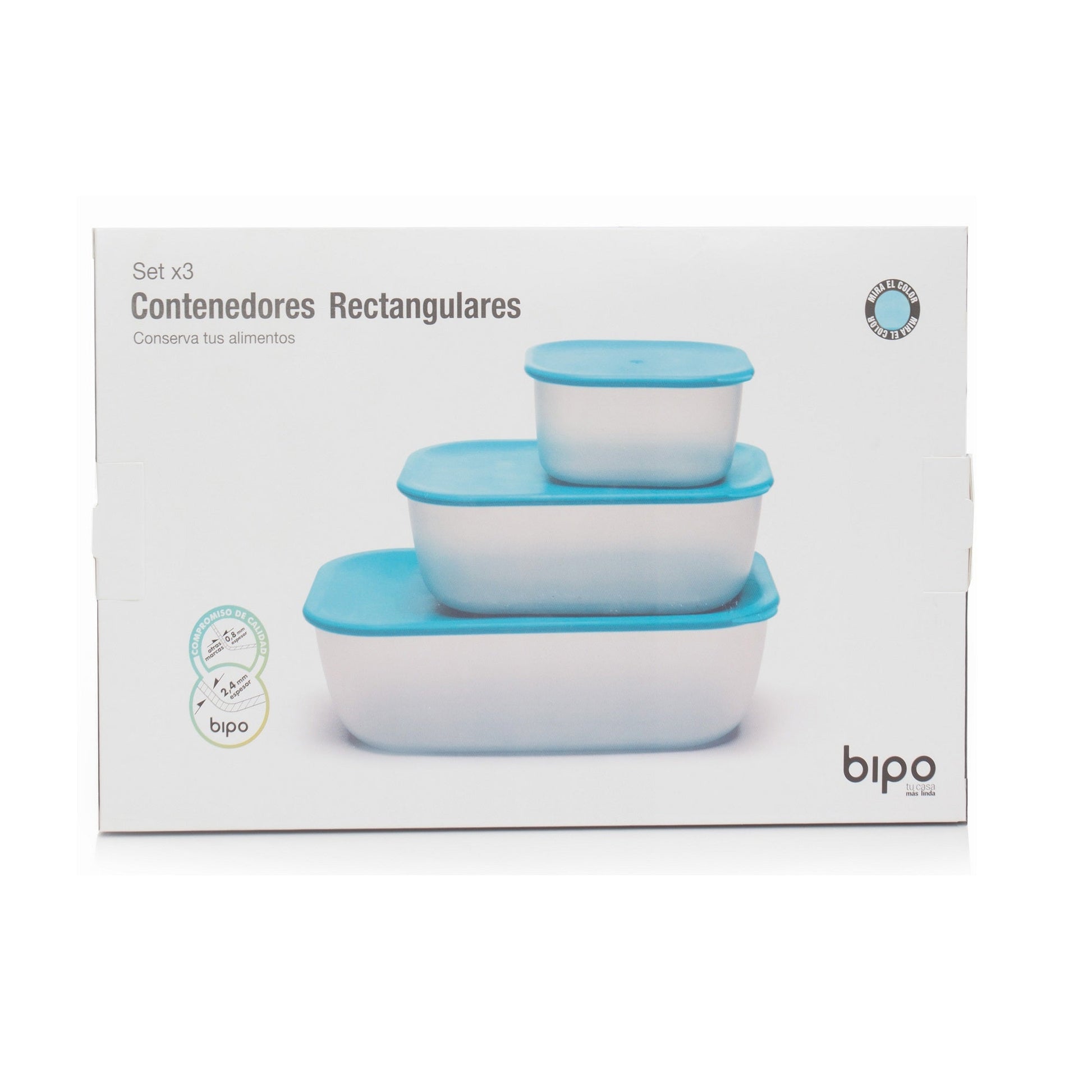 Set 3 Contenedor Rectangular Bipo7#Rosa