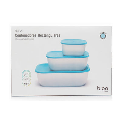 Set 3 Contenedor Rectangular Bipo7#Rosa