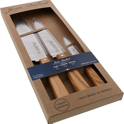 Set 3 Cuchillos Mango Madera - Caja Kraft Laguiole Jean Dubost2#Madera