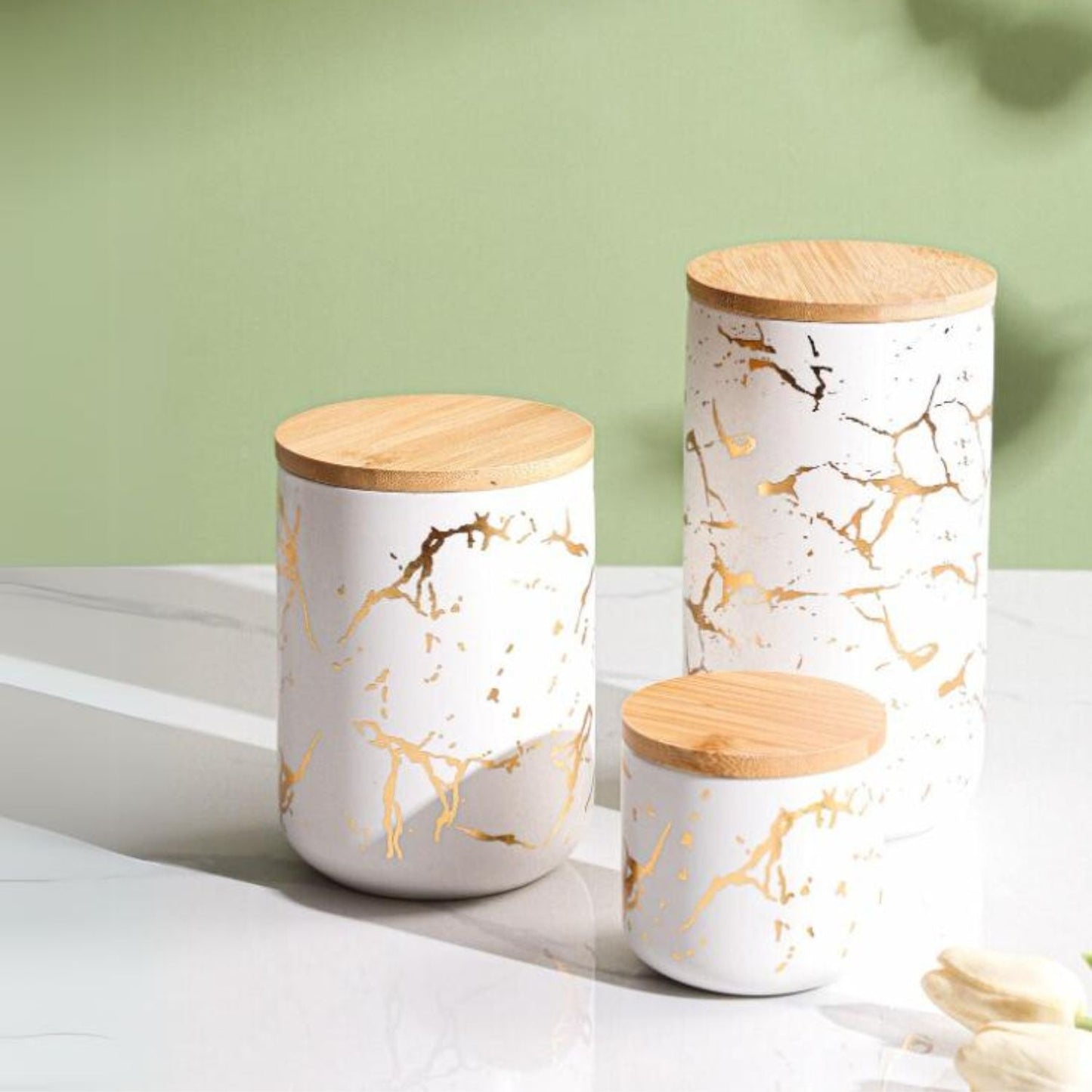 Set 3 Frascos Cerámica Herméticos Santú Home & Deco2#Blanco