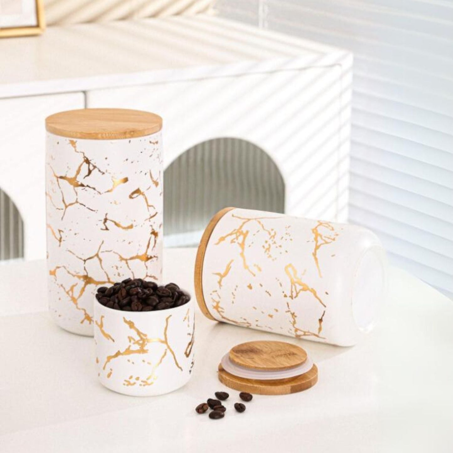 Set 3 Frascos Cerámica Herméticos Santú Home & Deco1#Blanco