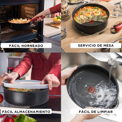 Set 3 Ollas Antiadherente 16/18/20 cm + Mango Removible Ingenio Tefal2#Negro